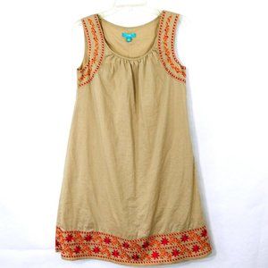 Calypso St. Barth 🌺 Tan Embroidered Sleeveless Dress | S